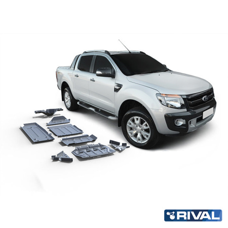 Juego de protecciones (radiador, cárter, caja de cambios, columna de timón, tanque de combustible, palancas delanteras, diferencial ) Ford Ranger 2011-2015; 2015-2022; 2,2 l. / diesel; 3,2 l. / diesel